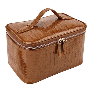 Crocodile Pattern Makeup Bag – Waterproof PU Travel Cosmetic Organizer