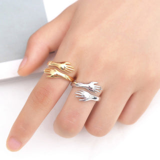 Adjustable Love Hug Couple Ring – Stainless Steel Matching Promise Ring (Gold & Silver)
