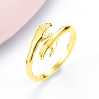 Adjustable Love Hug Couple Ring – Stainless Steel Matching Promise Ring (Gold & Silver)
