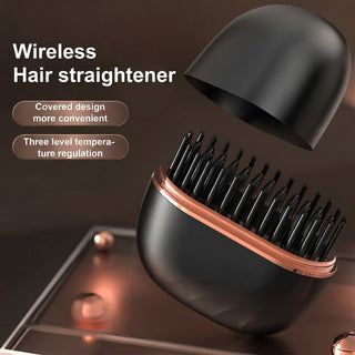 Mini Wireless Hair Straightener Comb – Portable Cordless Ceramic Styler