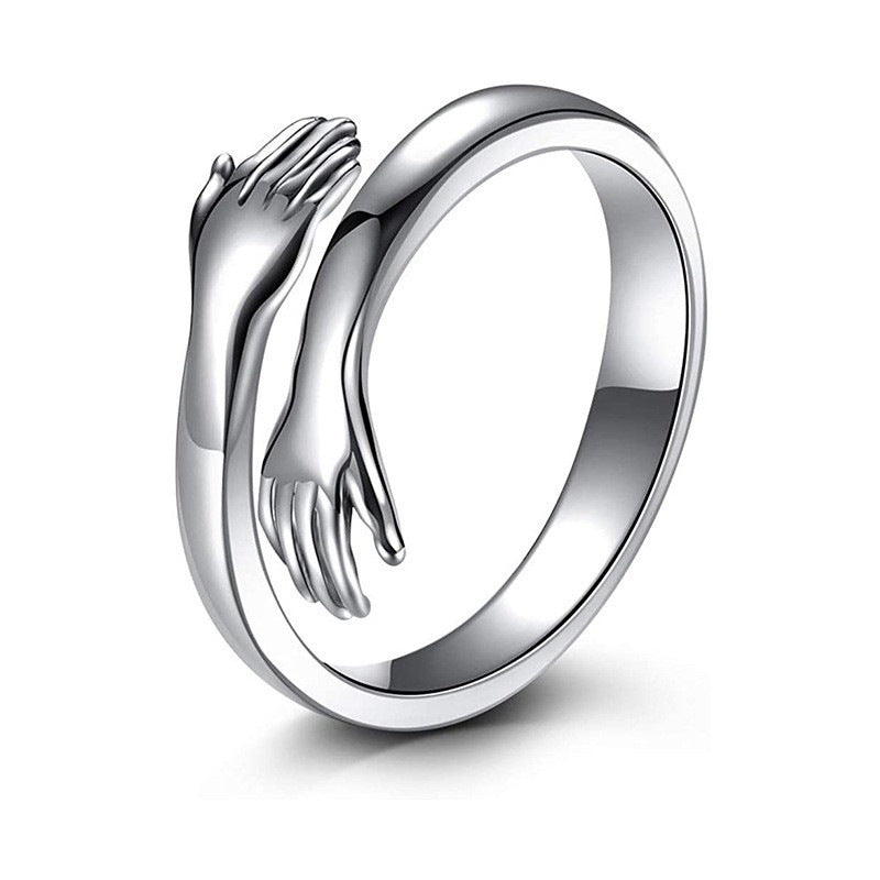Adjustable Love Hug Couple Ring – Stainless Steel Matching Promise Ring (Gold & Silver)