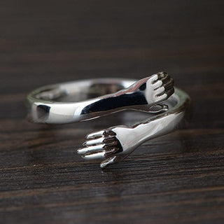 Adjustable Love Hug Couple Ring – Stainless Steel Matching Promise Ring (Gold & Silver)