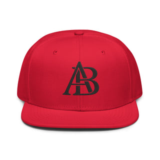 Red flat brim snapback hat by Albacho – front view