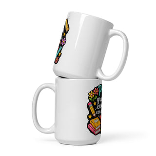 Taza blanca brillante de cerámica de 440 ml, vista frontal